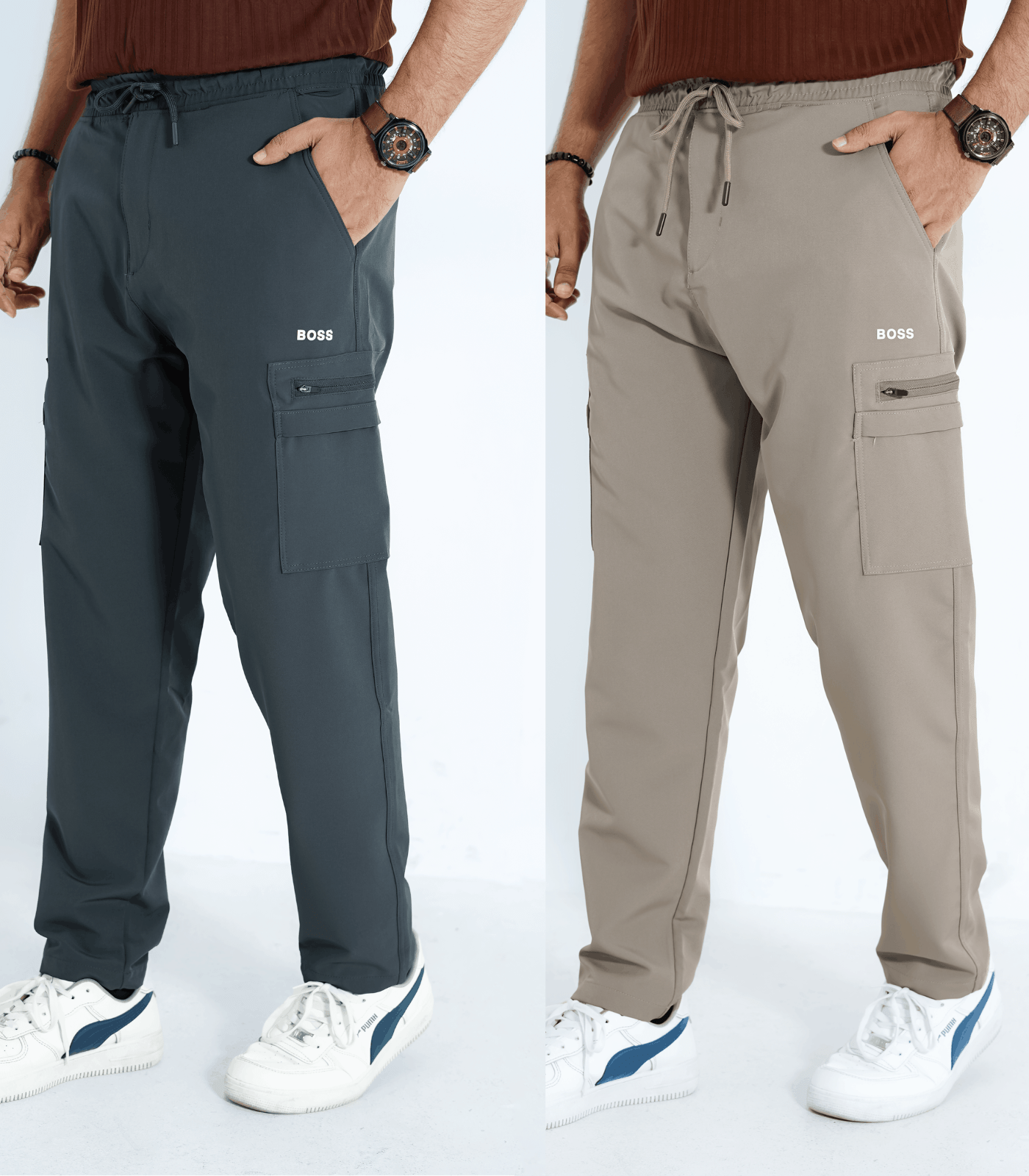 boss trousers-( Khaki+ Black ash)